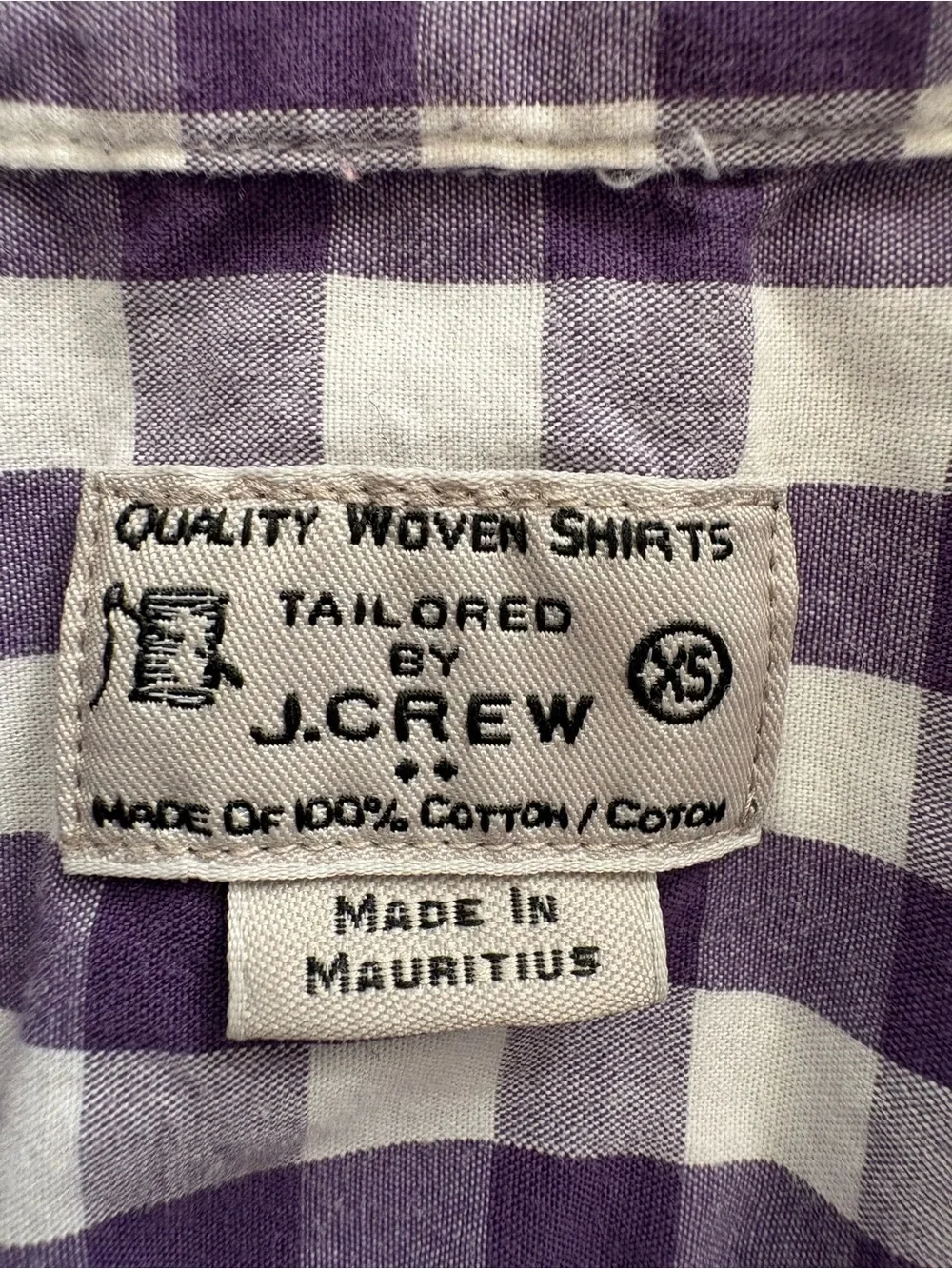 J.Crew Men’s Purple White Gingham Button Down Shirt Long Sleeve Size XS
